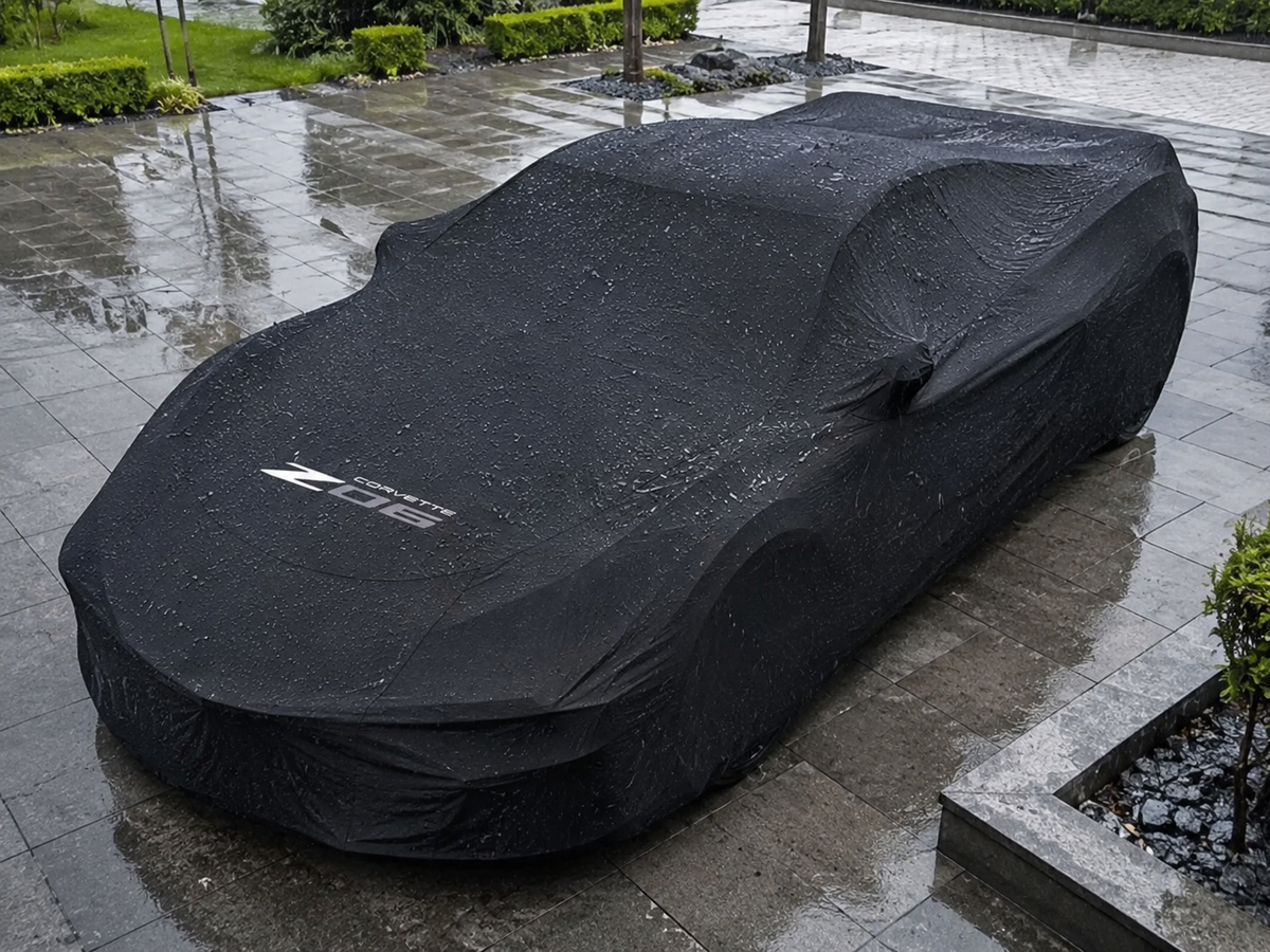 CORVETTE Autoabdeckung, ( Z06-C8.R - JAKE SKULL-Stingray-Z07-Z51-ZR1-E RAY ) maßgeschneiderte Autoabdeckung für den Außenbereich