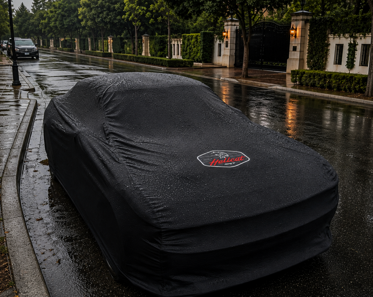 DODGE HELLCAT SRT Autoabdeckung, DODGE HELLCAT SRT maßgeschneiderte Autoabdeckung für den Außenbereich